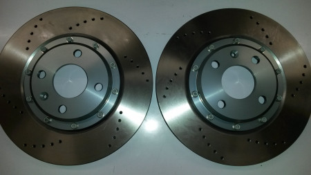 Alloy belled drilled brake discs