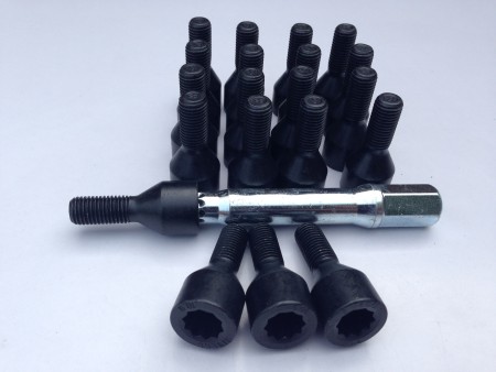 Europa and VX220 Black Splined Wheel Bolt Kit (Long version)